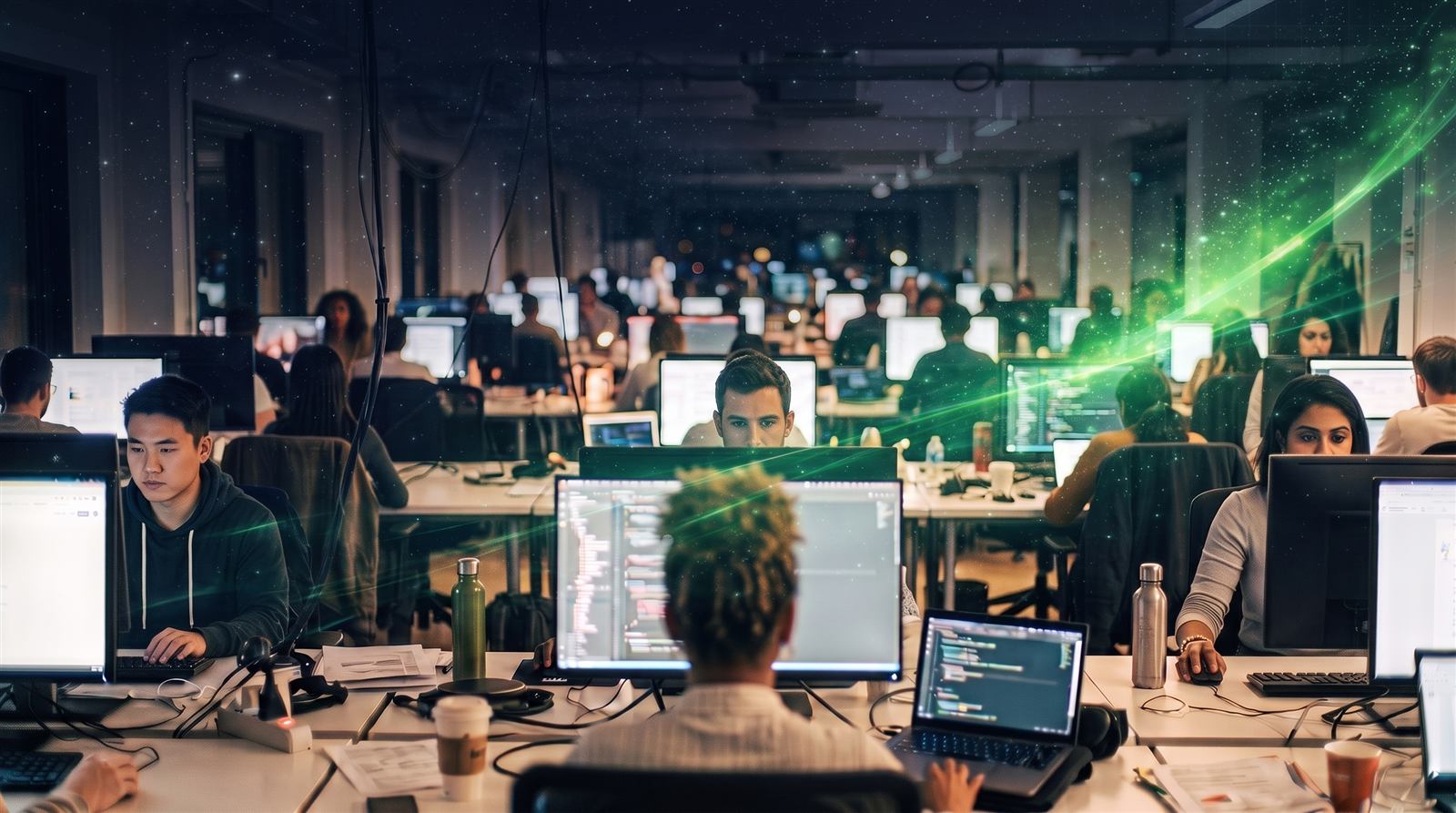 Une équipe au travail dans un open space
